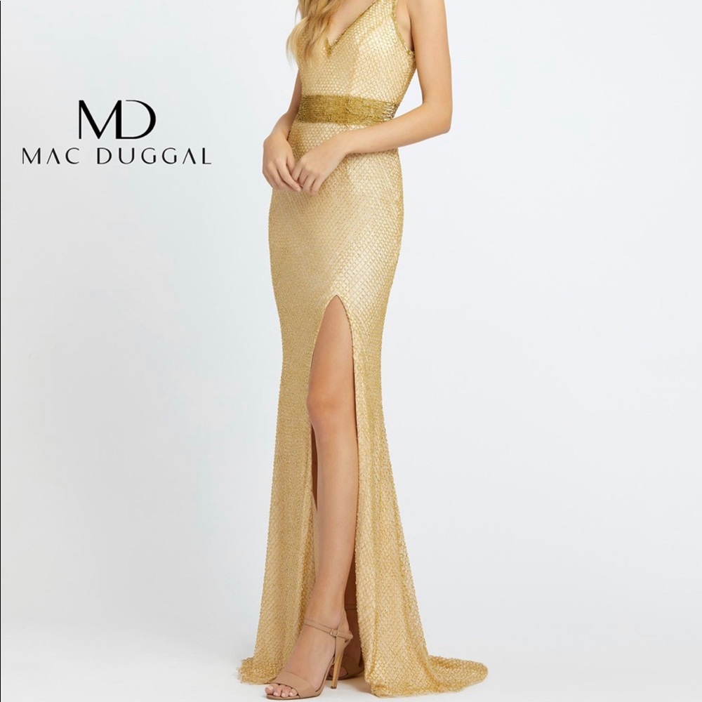 Mac Duggal Gold Sequin Gown